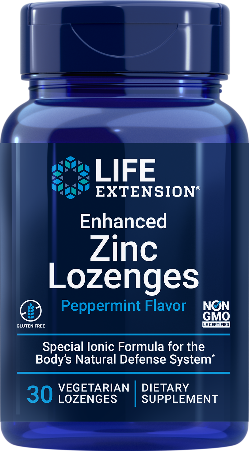 Life Extension Enhanced Zinc Lozenges (Peppermint) 30 Vegetarian Lozenges: Immune Response, Refreshing Protection
