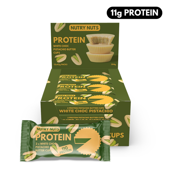 Nutry Nuts Protein Butter Cups 12x42g White Choc Pistachio