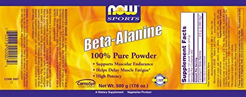 NOW Foods Beta Alanine, 2000mg (Powder) - 500g | High-Quality Pre & Post Workout | MySupplementShop.co.uk
