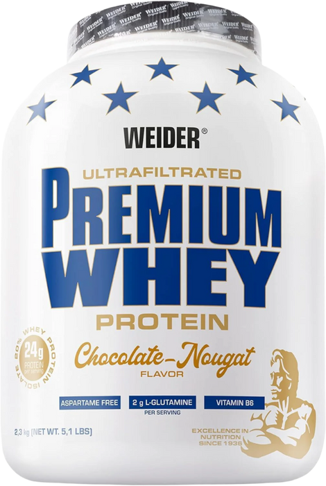 Weider Premium Whey, Schokoladennougat – 2300 Gramm