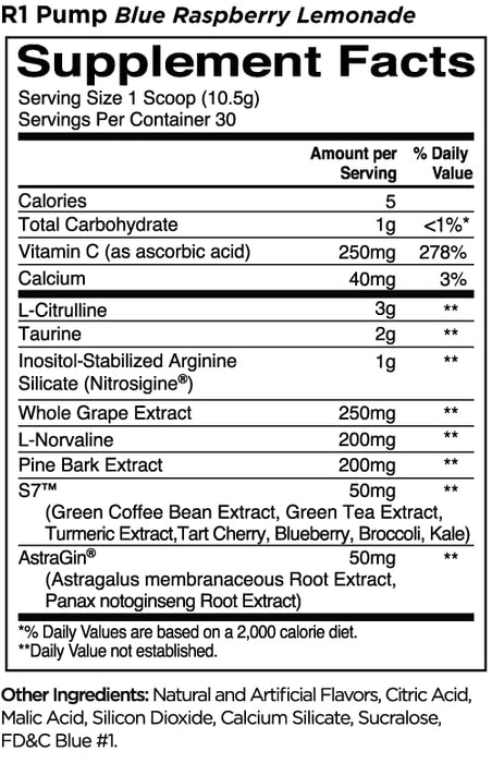 Rule One Pump, Blue Razz Lemonade 330g