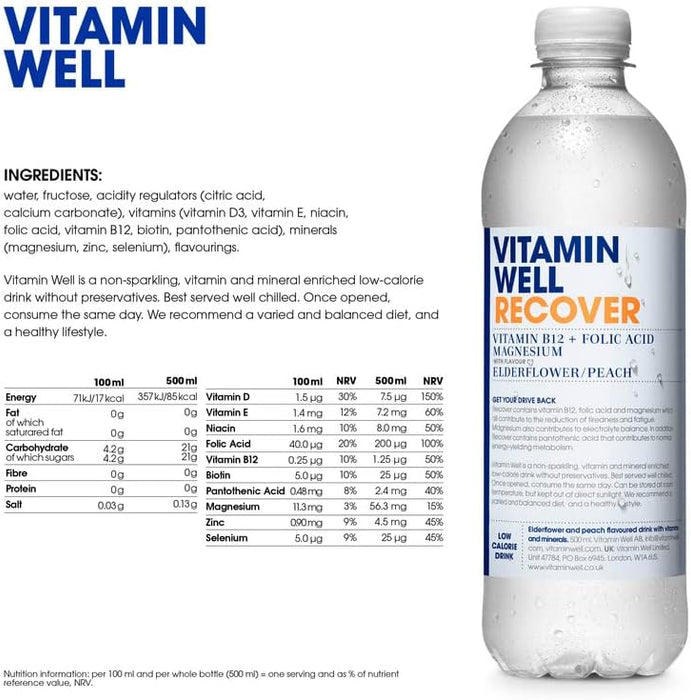 Vitamin Well Recover 12x500ml Pfirsich &amp; Holunderblüte