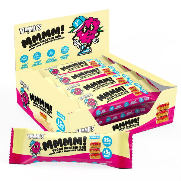 Yummo's Mmmm! Vegan Protein Bar 12x55g - White Chocolate & Raspberry - Protein Bars at MySupplementShop by YUMMO'S