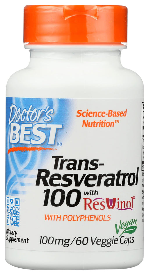 Doctor's Best Trans-Resveratrol with ResVinol-25, 100mg - 60 vcaps | High-Quality Resveratrol | MySupplementShop.co.uk