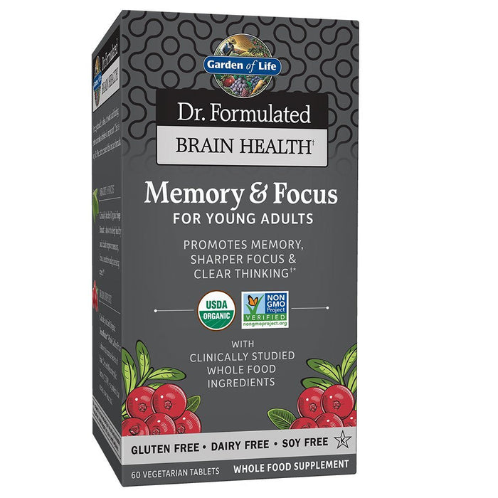 Garden of Life Dr. Formulated Memory & Focus for Young Adults - 60 vegetarian tabs | High-Quality Bacterial Cultures | MySupplementShop.co.uk