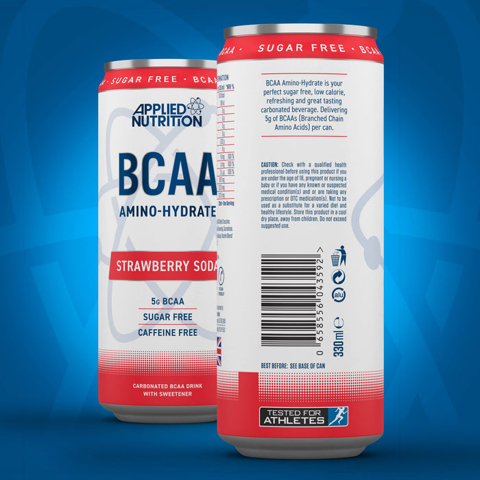 Applied Nutrition BCAA Amino-Hydrate Caffeine Free Cans, Strawberry Soda - 12 x 330ml Best Value Drink Flavored at MYSUPPLEMENTSHOP.co.uk