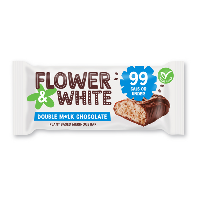 Flower&amp;White Veganer Erdbeer-Baiser-Riegel mit Schokoladenüberzug, 12 x 20 g