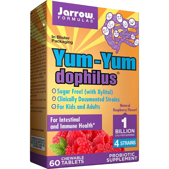 Jarrow Formulas Yum-Yum Dophilus, 1 Milliarde KBE (Himbeere) – 60 Kautabletten