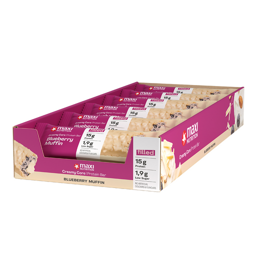 Maxi Nutrition Creamy Core Bar 12x45g Blueberry Muffin Best Value Sports Supplements at MYSUPPLEMENTSHOP.co.uk