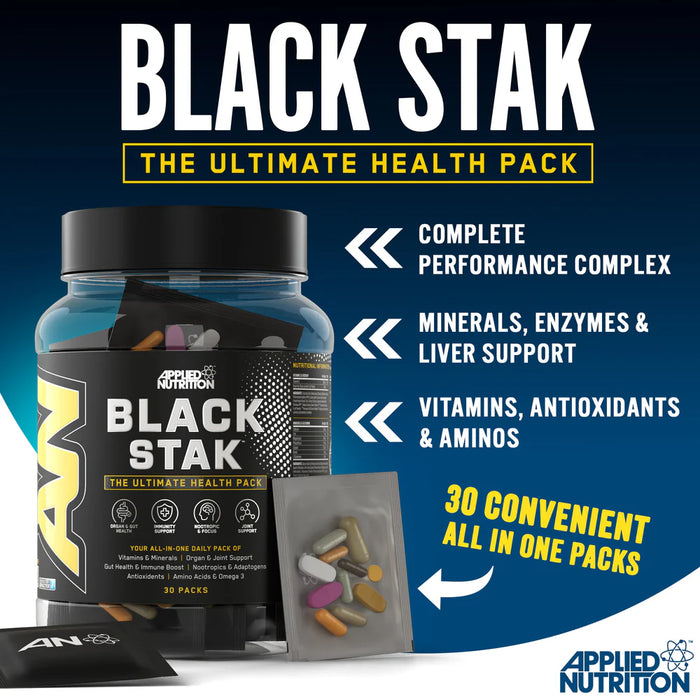 Applied Nutrition Black Stak- Ultimate Health Pack 30 Sachets - Multivitamin Supplement at MySupplementShop by Applied Nutrition