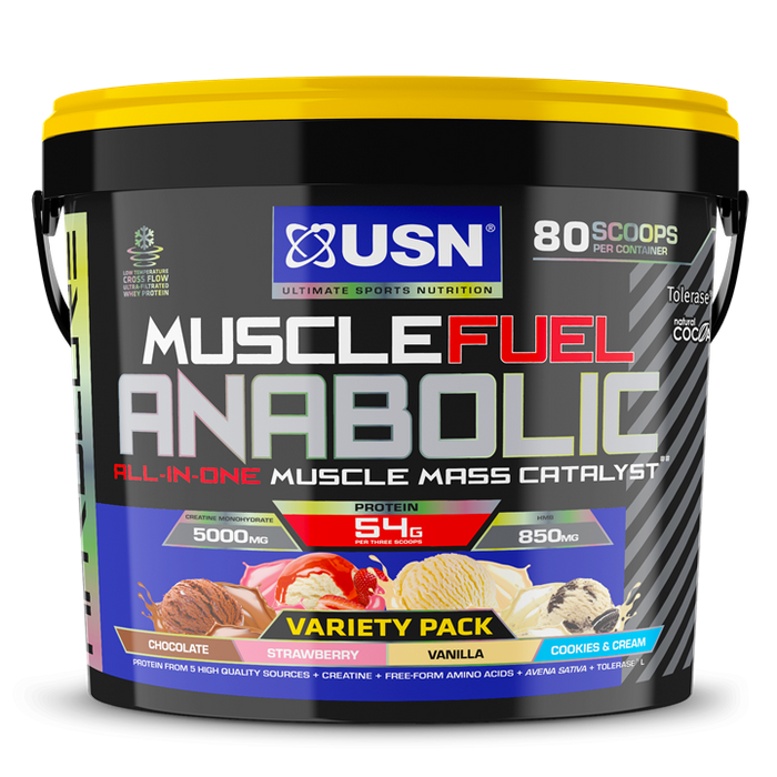 USN Muscle Fuel Anabolic 4kg All-in-one Protein Powder Shake: Workout-Boosting, for Gain - New Improved Formula