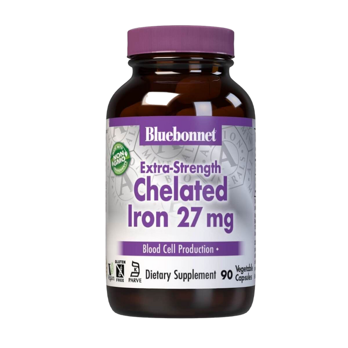 Bluebonnet Extra-Strength Chelated Iron 27mg 90 Vegetable Capsules