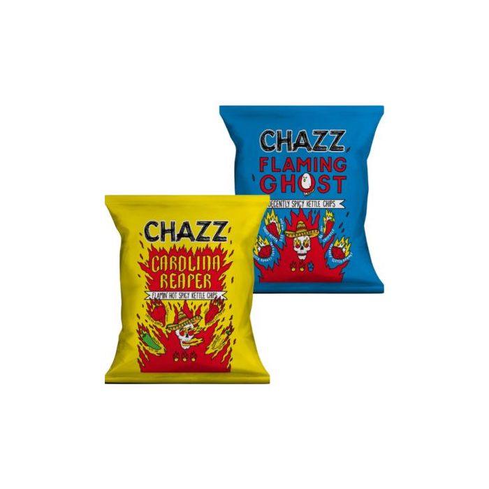 Chazz Potato Crisps 14 x 50g *WARNING: EXTREMELY HOT* Carolina Reaper | Premium Crisps at MYSUPPLEMENTSHOP.co.uk