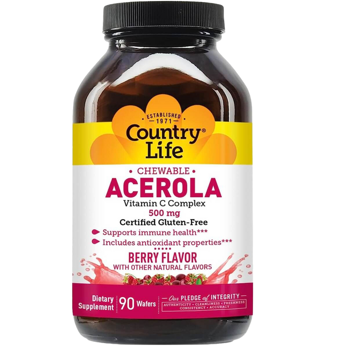 Country Life Chewable Acerola 500mg 90 Berry Flavour Wafers