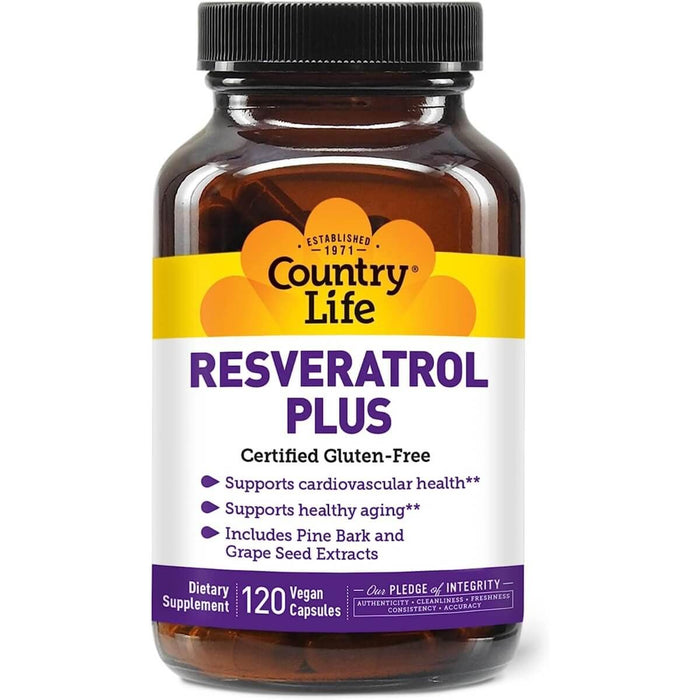 Country Life Resveratrol Plus 120 Vegan Capsules - Heart Health at MySupplementShop by Country Life