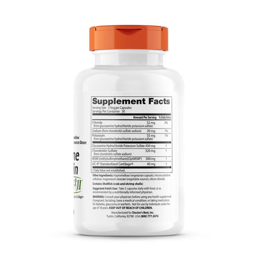 Doctor's Best Glucosamine, Chondroitin, MSM + UC-II, 90 Veggie Capsules | Premium Supplements at MYSUPPLEMENTSHOP