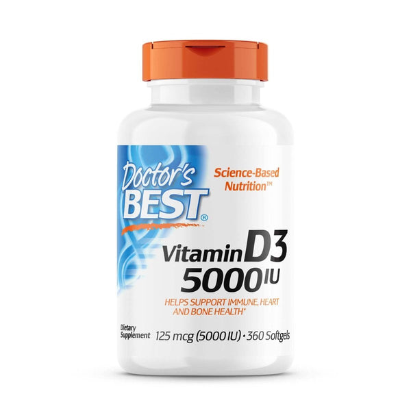 Doctor's Best Vitamin D3 125 mcg (5,000 IU) 360 Softgels - Vitamins & Minerals at MySupplementShop by Doctor's Best