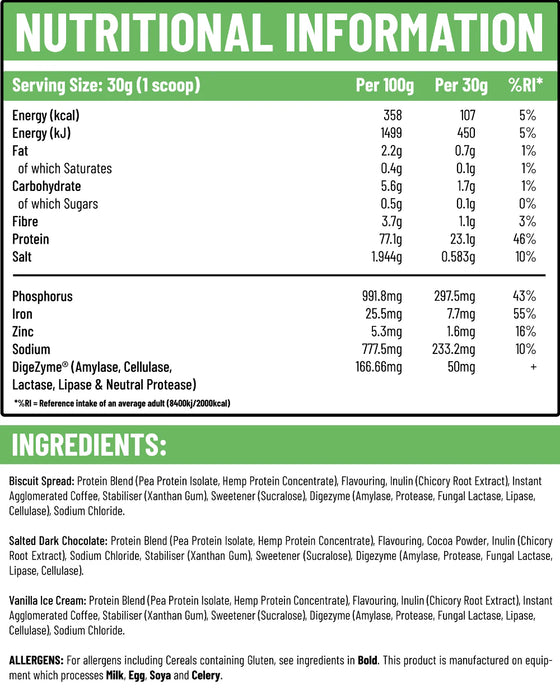 Efectiv Nutrition Veganes Protein – Erbsenproteinisolat – Hanfprotein – 24 Gramm Protein pro Portion – 30 Portionen – 908 Gramm – Schokolade