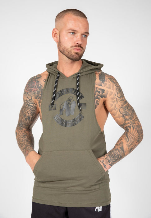 Gorilla Wear Lawrence Hooded Tank Top - Army Green - XL - Tank Top at MySupplementShop by Gorilla Wear