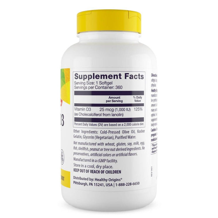 Healthy Origins Vitamin D3 1,000iu 360 Softgels | Premium Supplements at MYSUPPLEMENTSHOP