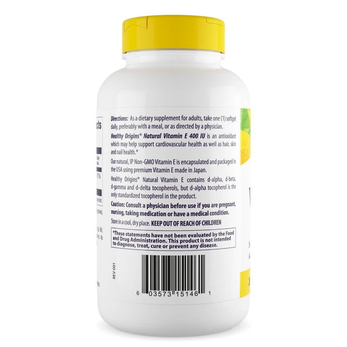 Healthy Origins Vitamin E 400iu 360 Softgels | Premium Supplements at MYSUPPLEMENTSHOP