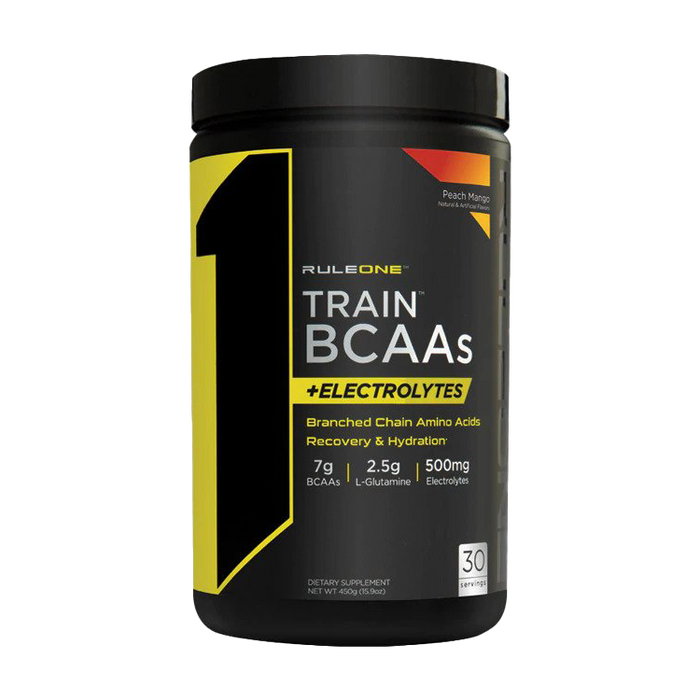 Rule One Train BCAAs + Elektrolyte, Pfirsich-Mango – 450 Gramm