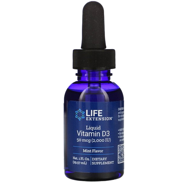 Life Extension Liquid Vitamin D3, 50mcg (Mint) - 29 ml.