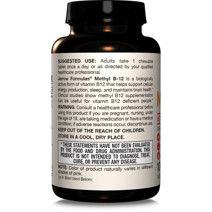 Jarrow Formulas Vitamin Methyl B12 2,500mcg 100 Tropical Chewable Tablets | Premium Supplements at MYSUPPLEMENTSHOP
