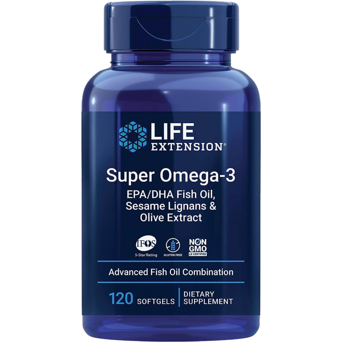 Life Extension Super Omega-3 EPA/DHA Fish Oil Sesame Lignans & Olive Extract 120 Softgels