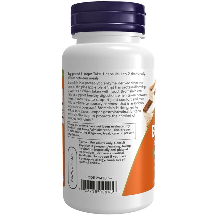 NOW Foods Bromelain 2,400 GDU/g - 500 mg 60 Veg Capsules | Premium Supplements at MYSUPPLEMENTSHOP