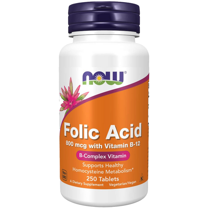 NOW Foods Folsäure mit Vitamin B12, 800 mcg – 250 Tabletten