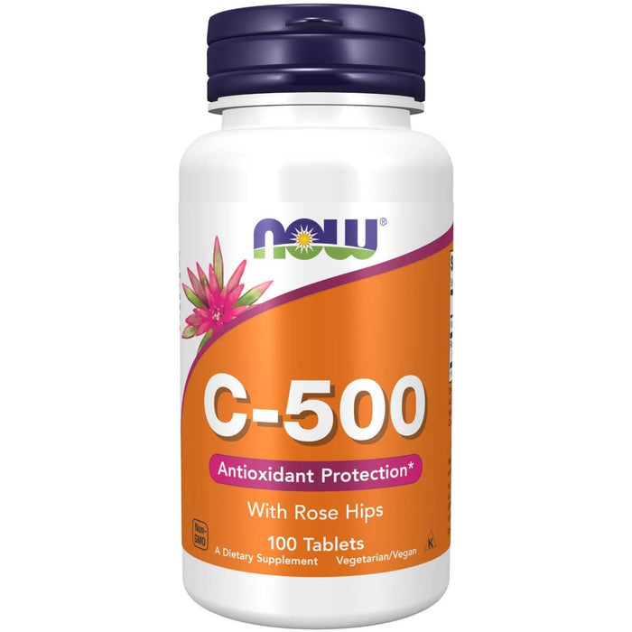 NOW Foods Vitamin C-500 with Rose Hips 100 Tablets - Vitamins & Minerals at MySupplementShop by NOW Foods