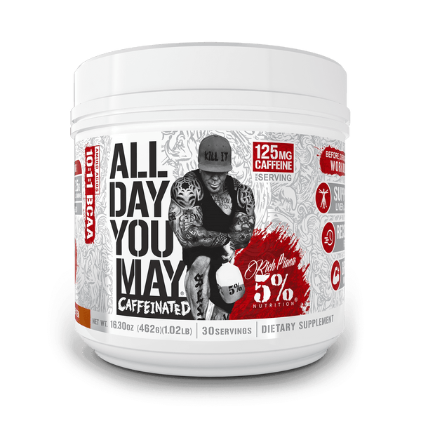 Rich Piana 5% Nutrition AllDayYouMay Caffeinated Legendary Series Vanilla Iced Coffee 450g - BCAA's / Intra Workouts at MySupplementShop by Rich Piana 5% Nutrition