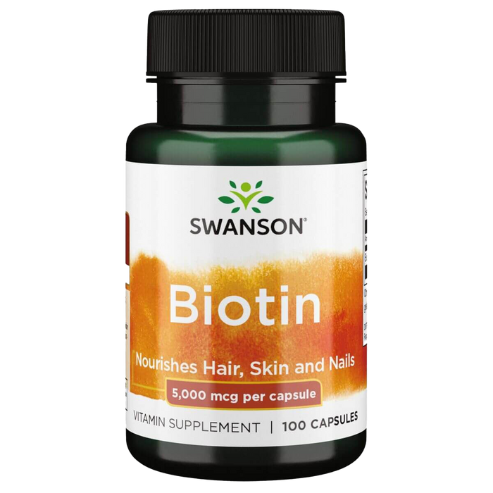 Swanson Biotin, 5000 mcg – 100 Kapseln