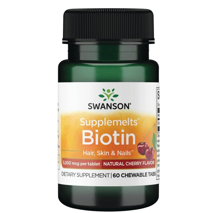 Swanson Biotin Natural Cherry Flavour 5,000 mcg 60 Chewable Tablets - Supplements at MySupplementShop by Swanson