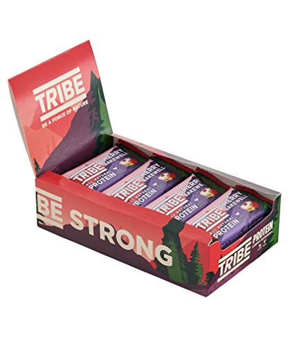 TRIBE Natural Plant Protein Bar - Cherry Bakewell - Vegan Gluten & Dairy Free (16 x 46g) | High-Quality Health Foods | MySupplementShop.co.uk