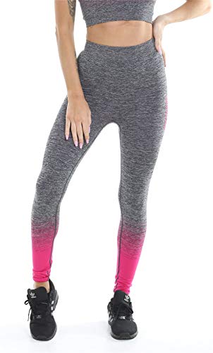 Gold's Gym UK Women's GGLPNT133 Gradient Ombre Training Workout Seamless High Waist Legging Pink/Charcoal Marl XS/S | High-Quality Leggings | MySupplementShop.co.uk