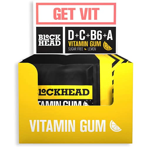 BLOCKHEAD Lemon Multivitamin Chewing Gum | Vitamins D C B6 &amp; A - Sugar &amp; Calorie-Free 120 Pieces - Diet &amp; Nutrition at MySupplementShop by BLOCKHEAD