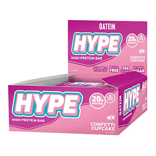 Oatein Hype Low Sugar Protein Bar 12 x 62g Confetti Cupcake | High-Quality Sports Nutrition | MySupplementShop.co.uk