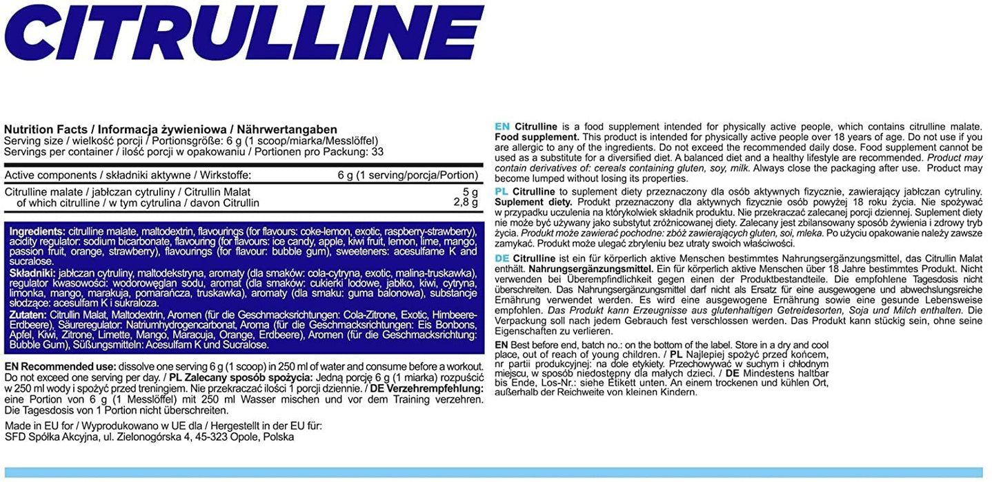 Allnutrition Citrulline, Lemon - 200g | High-Quality Combination Multivitamins & Minerals | MySupplementShop.co.uk