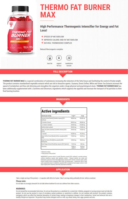 Trec Nutrition Thermo - 120 caps | High-Quality Slimming and Weight Management | MySupplementShop.co.uk