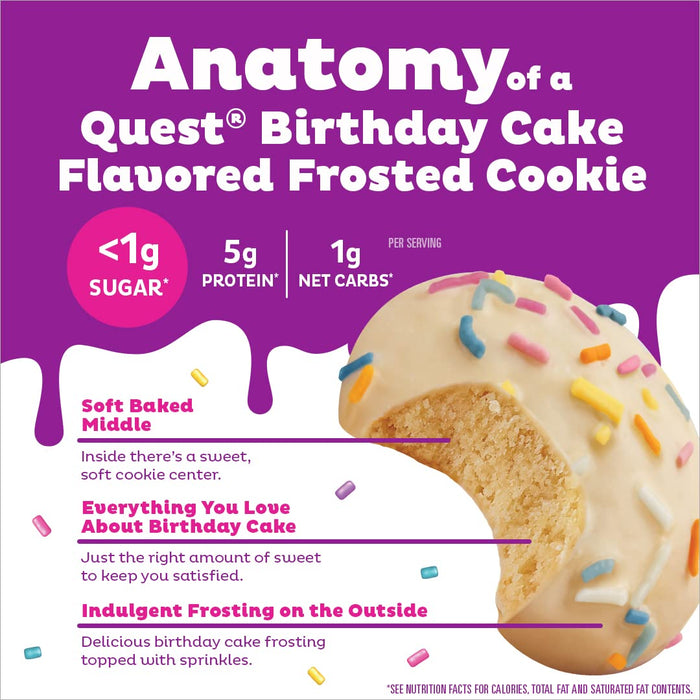 Quest Nutrition Frosted Cookies 8x25g Birthday Cake - Chocolate at MySupplementShop by Quest Nutrition