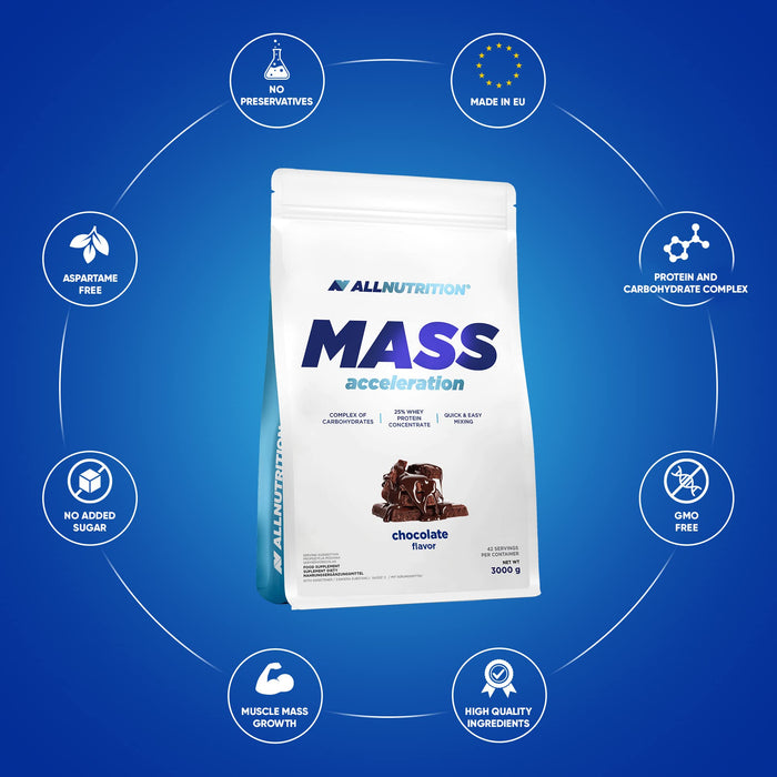Allnutrition Mass Acceleration, Chocolate - 3000 grams | High-Quality Weight Gainers & Carbs | MySupplementShop.co.uk