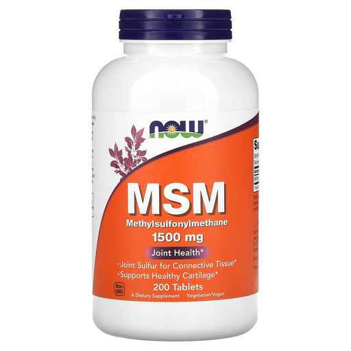 NOW Foods MSM Methylsulphonylmethane, 1500mg - 200 tabs | High-Quality Joint Support | MySupplementShop.co.uk