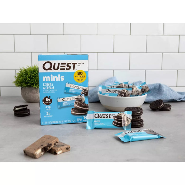 Quest Nutrition Mini Protein Bar 8x32g Cookies & Cream | High-Quality Protein Bars | MySupplementShop.co.uk