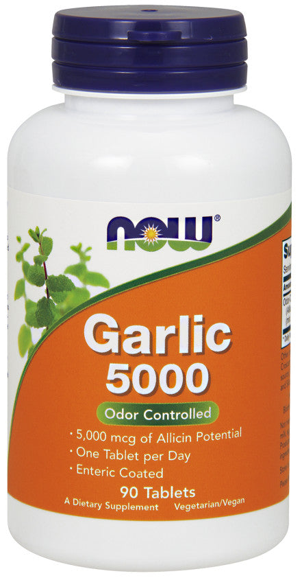 NOW Foods Garlic 5000, Odor Controlled - 90 tablets - Health and Wellbeing at MySupplementShop by NOW Foods