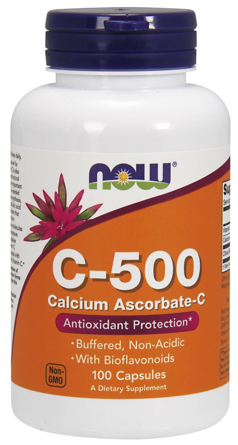 NOW Foods Vitamin C-500 Calcium Ascorbate-C - 100 caps | High-Quality Vitamins & Minerals | MySupplementShop.co.uk