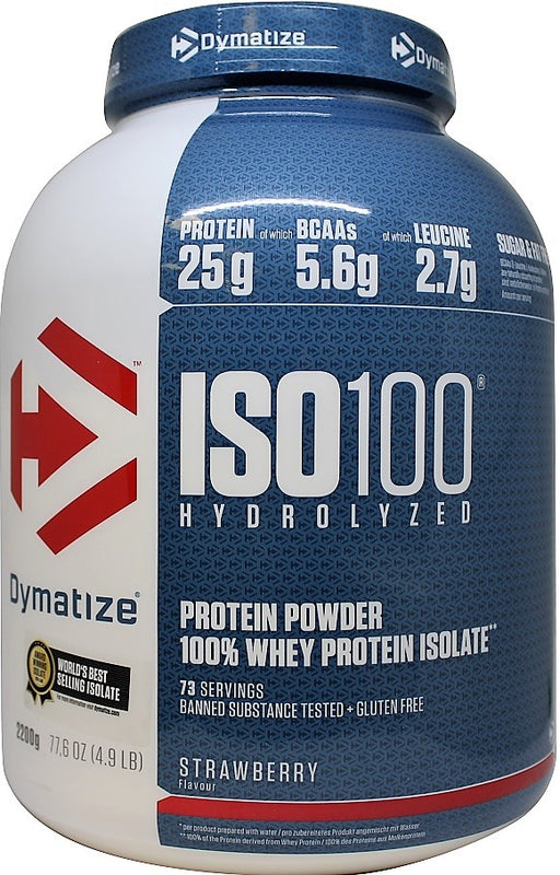 Dymatize ISO-100, Strawberry - 2200 grams | High-Quality Protein | MySupplementShop.co.uk