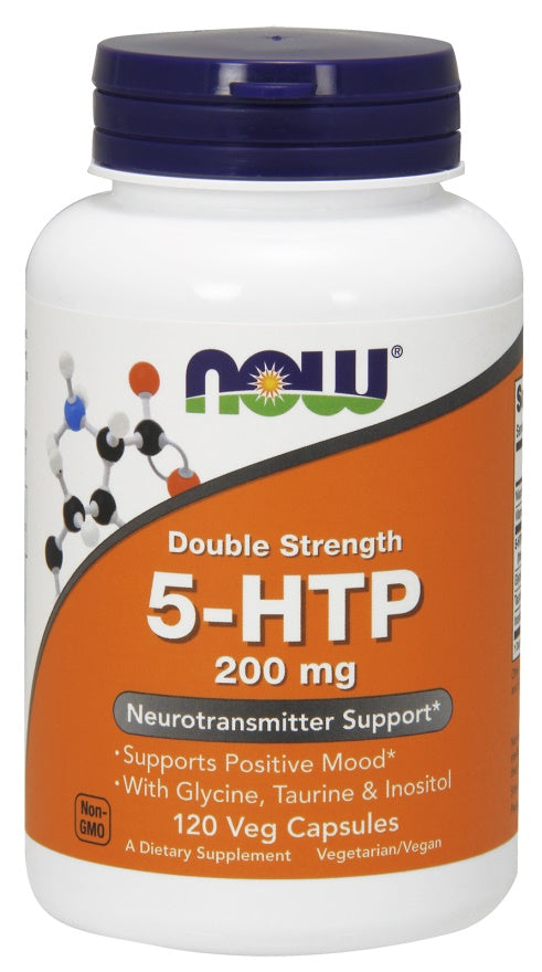 NOW Foods 5-HTP with Glycine Taurine & Inositol, 200mg - 120 vcaps | High-Quality Health and Wellbeing | MySupplementShop.co.uk