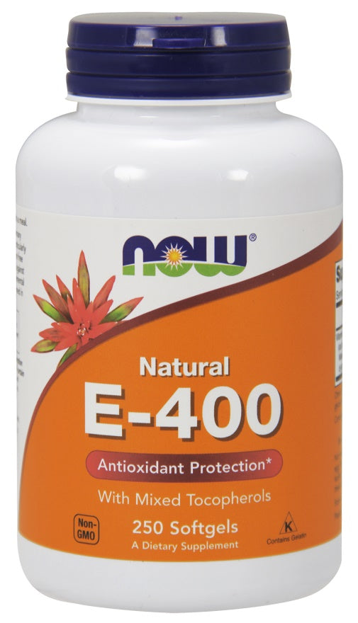 NOW Foods Vitamin E-400 - Natural (Mixed Tocopherols) - 250 softgels | High-Quality Vitamins & Minerals | MySupplementShop.co.uk